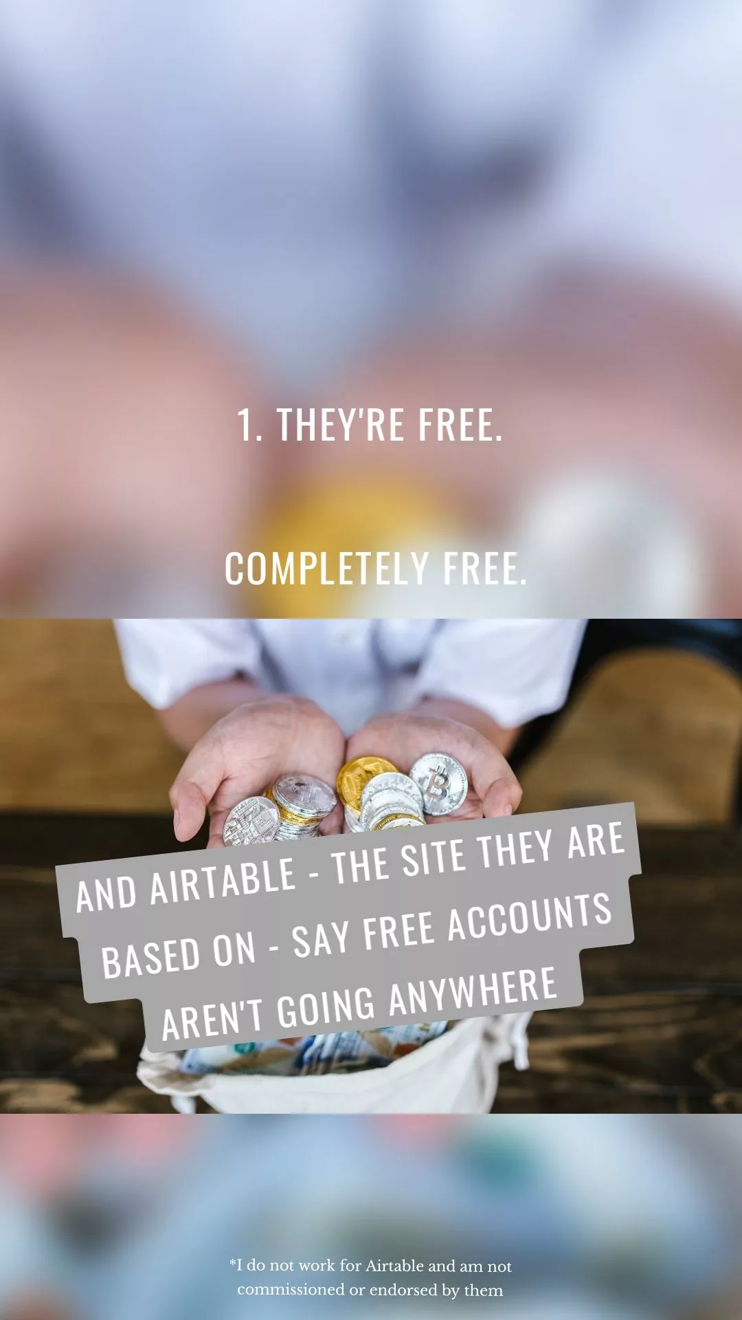 And Airtable - the site they are based on - say free accounts aren't going anywhere *I do not work for Airtable and am not commissioned or endorsed by them 1. They're free. Completely free.