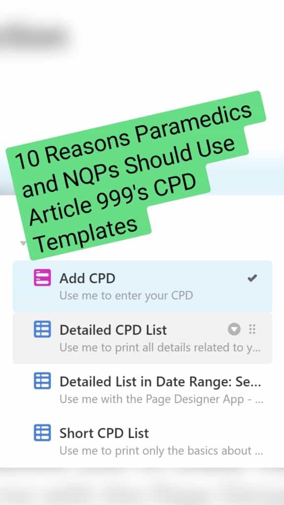 10 Reasons Paramedics and NQPs Should Use Article 999's CPD Templates